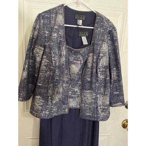 Alex Evenings purple silver maxi gown with jacket size 12 - Picture 2 of 9